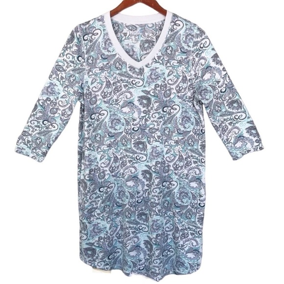 Croft & Barrow Intimates‎ Ivory Paisley Print Whisper Luxe Night Shirt Gown - Picture 1 of 8
